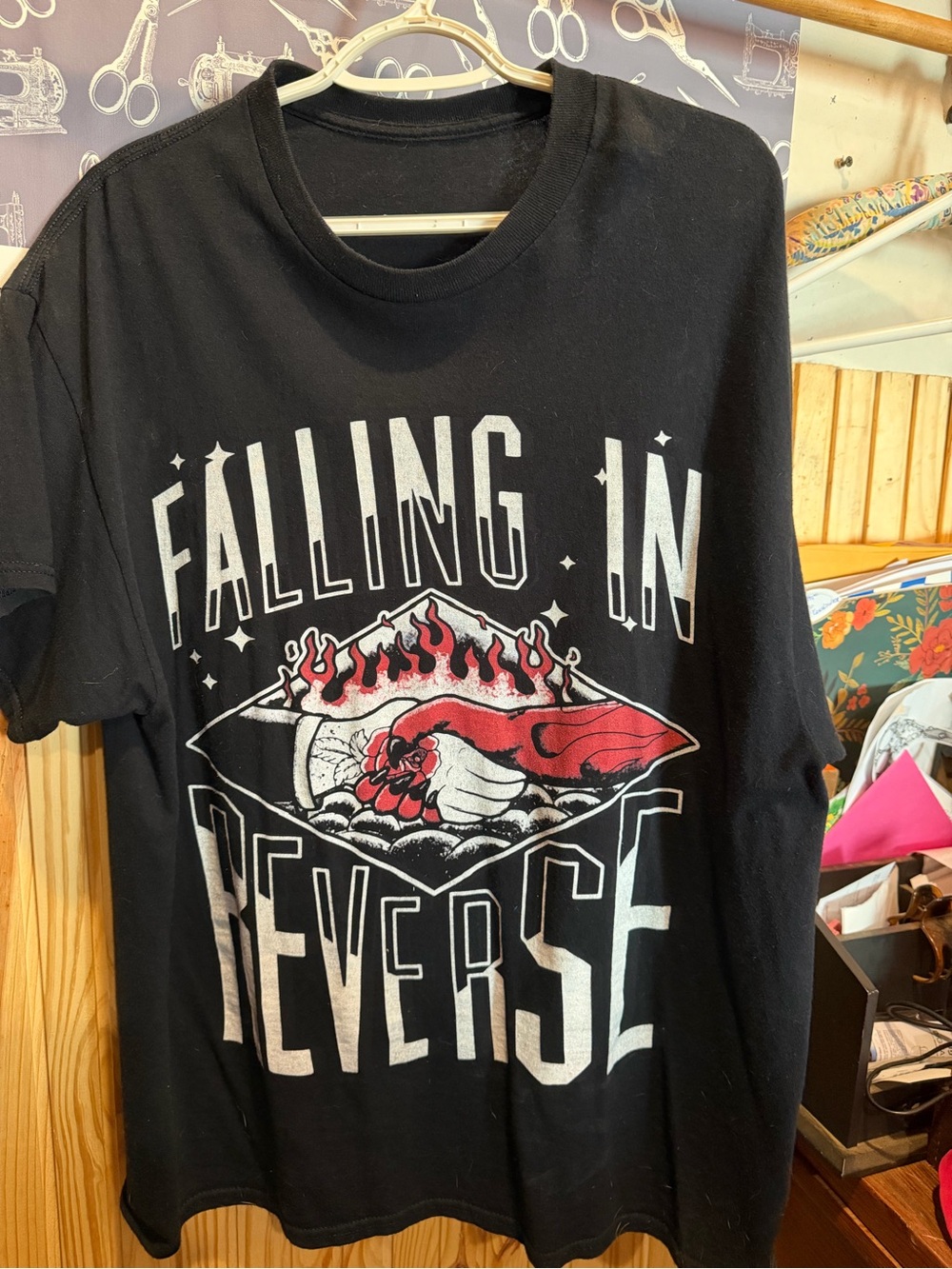Black 'Falling In Reverse' Graphic Band Tee